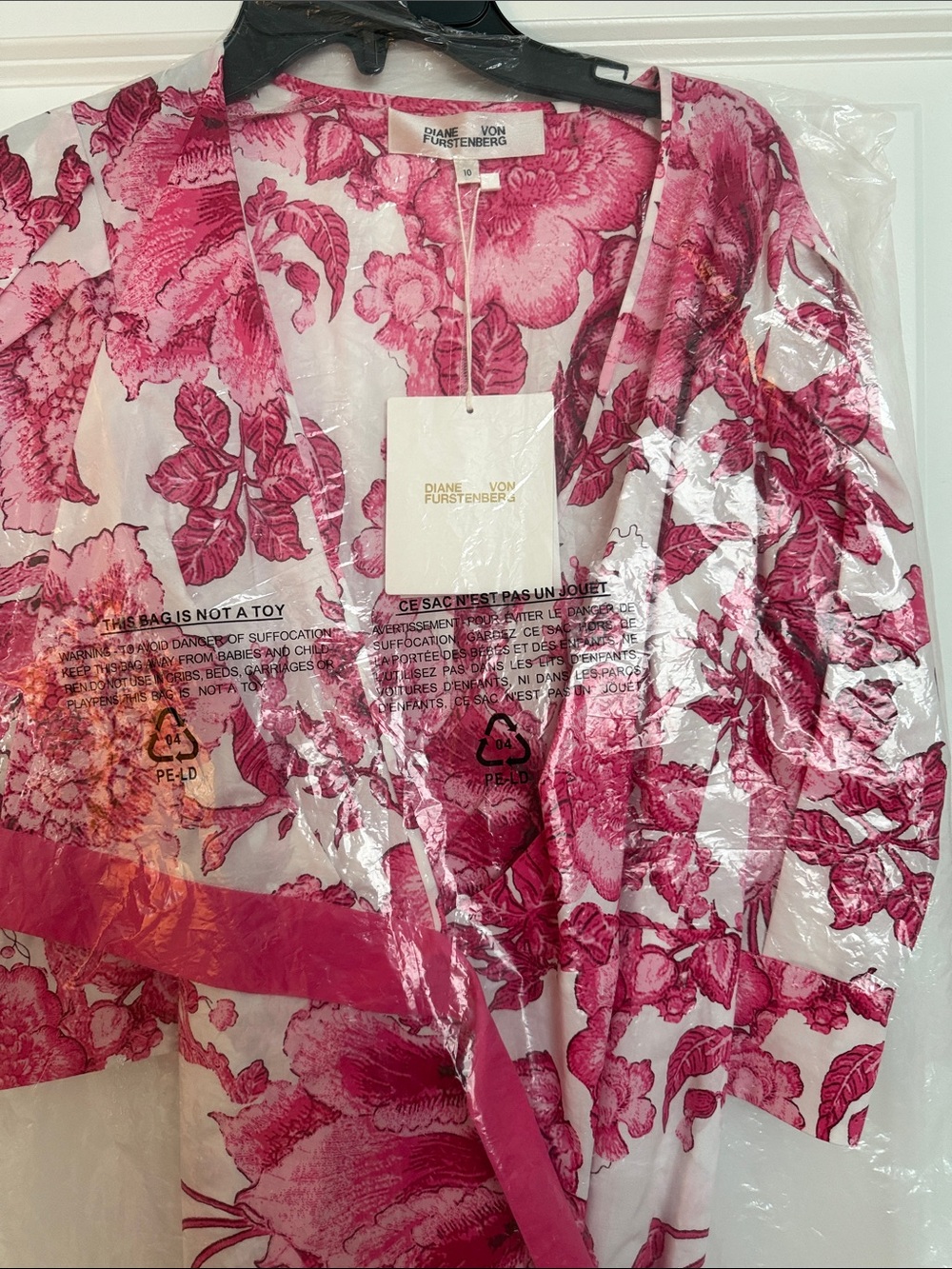 Diane Von Furstenberg Pink and White Floral Annabeth Midi Dress Size 10 - Picture 5 of 9